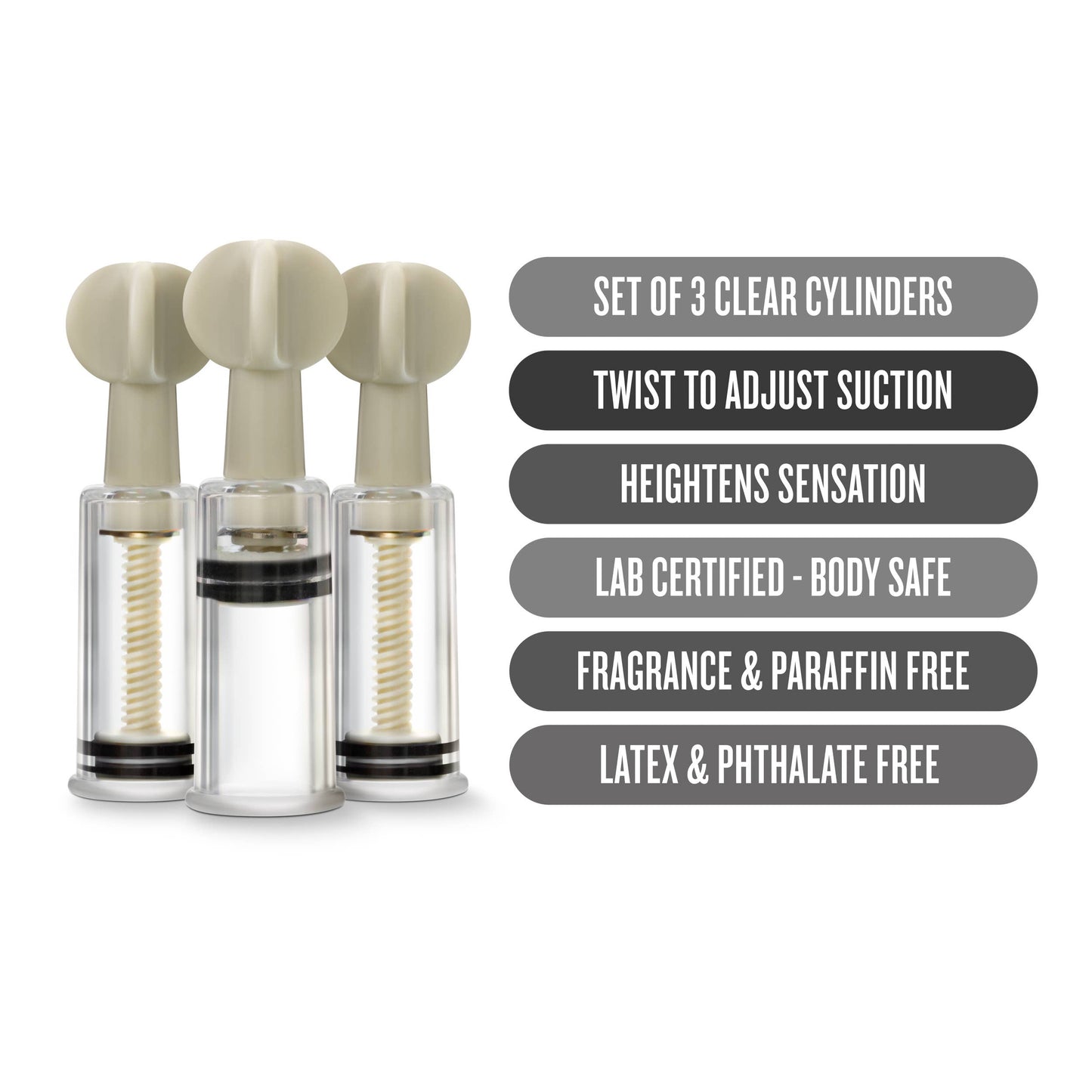 Clitoral And Nipple Twist Suckers - Set of 3 - Clear