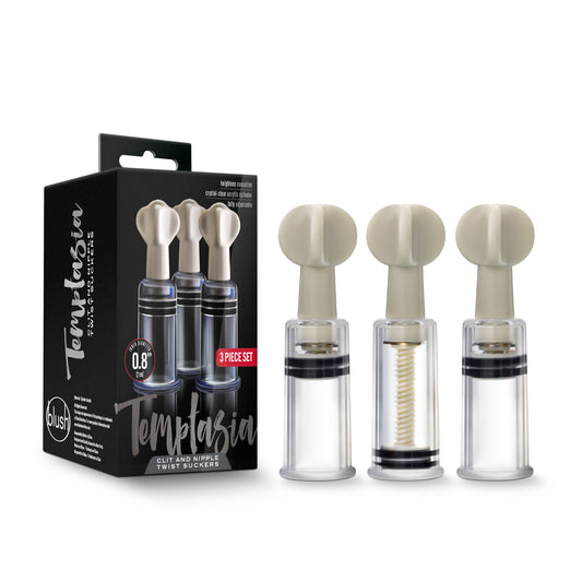 Clitoral And Nipple Twist Suckers - Set of 3 - Clear