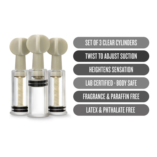 Clitoral And Nipple Twist Suckers - Set of 3 - Clear